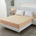 Bedding Full Fitted Sheet,Deep Pocket,Soft Microfiber,Shrinkage and Fade Resistant,Easy Care,1 Fitted Sheet Only,Beige