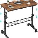 Small Portable Rolling Standing Desk - 32 Inch Adjustable Height Mobile Stand Up Desks with Wheels for Treadmill Walking Pad, Teacher Podium for Classroom, Couch Sofa Side Laptop Table, Rustic Brown (31.5)