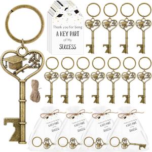 Misdary 50 Sets Graduation Party Favor for Guest 2026 Graduation Cap Bottle Opener Keychains with Thank You Card Organza Bags Class of 2026 College Celebration Party Supplies (Bronze)