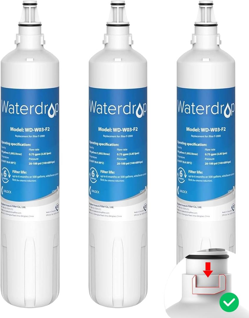 Waterdrop F-1000 4204490 Water Filter, Replacement for Sub-Zero 4204490, InSinkErator F-1000 F-2000 F-3000 Filter and AquaPure AP Easy C-Complete, Sub Zero Water Filter Replacement, NSF/ANSI 42