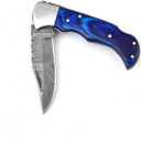 606BU Damascus Steel knife - Pocket Folding with Clip - Handmade Custom Pocket knife for Men  Cool Pocket Good For Camping Hunting Fishing Indoor & Outdoors Activities - EDC Damascus knife - Folding Hunting Knives - Leather Sheath - Folding Pocket Knife by GladiatorsGuild 606BU (Blue)