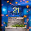 3 x Sumerk Happy 21st Birthday Cake Toppers Black & Gold Glitter 21st Birthday Cake Decorations 21 Cake Topper for Birthday Party