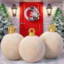 Jetec 3 Pcs 32 Inch Giant Velvet Christmas Inflatable Balls, Creamy White