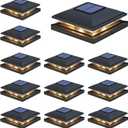 APONUO Solar Post Cap Lights, 12 Pack 2-Modes Bright Deck Post Lights Solar Powered Outdoor Waterproof Garden Patio Fence Deck Decor for Fence Deck Post 4x4, 6x6 Wood,4x4, 5x5 Vinyl 