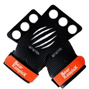 Bear KompleX 2-3 Hole Carbon Hand Grips for Weight Lifting, Cross Training and Gymnastics, Durable Workout Grips with Wrist Wraps, Comfortable Lifting Straps & Workout For Gymnastic Bars (Medium)