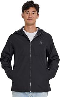 Spyder Packable Rain Jacket Men – Water Resistant Windbreaker with Hood, Lightweight Rain Coat Slicker, Travel, Golf, Fishing
