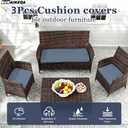 Waterproof 3-Piece Patio Sofa Cushion Cover Set - Replacement Covers for Outdoor Wicker Furniture, Bench & Seat Cushions