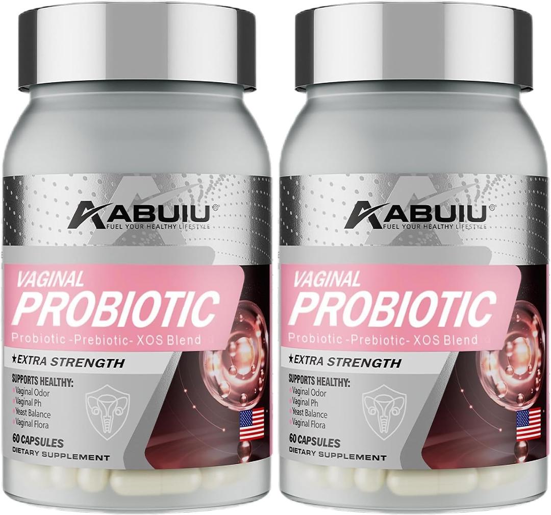Vaginal Probiotics for Women Vag Health Womens Probiotic for PH Balance Vaginal Odor, Prebiotics Lactobacillus Probiotic Blend Supplement, Cranberry Flavour, 120 Capsules / 2 Packs