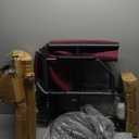 Medline Basic Steel Transport Chair - Full-Length Arms, Swing-Away Footrests, 12" Wheels - Gray/Burgundy - Durable & Convenient Mobility Aid (Red)