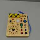 Busy Board, Montessori Toy for 1-3 Years Old, Wooden Toddler Sensory Travel Toy, Ideal Gift for 1+ Year Old Boys (Busy Board Plus V2), Medium, Yellow