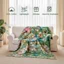 Boho Throw Blanket - 100% Cotton Throw Blankets for Bed Couch, 60"x80" Soft Muslin Lightweight Spring Throw Blanket, Cozy Floral Plant Printed Bohemain Bedding Decor Green Throw Quilt