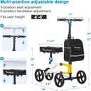 BlessReach Economy Knee Scooter Steerable Knee Walker for Foot Injuries Compact Crutch Alternative with Dual Braking System (Yellow)