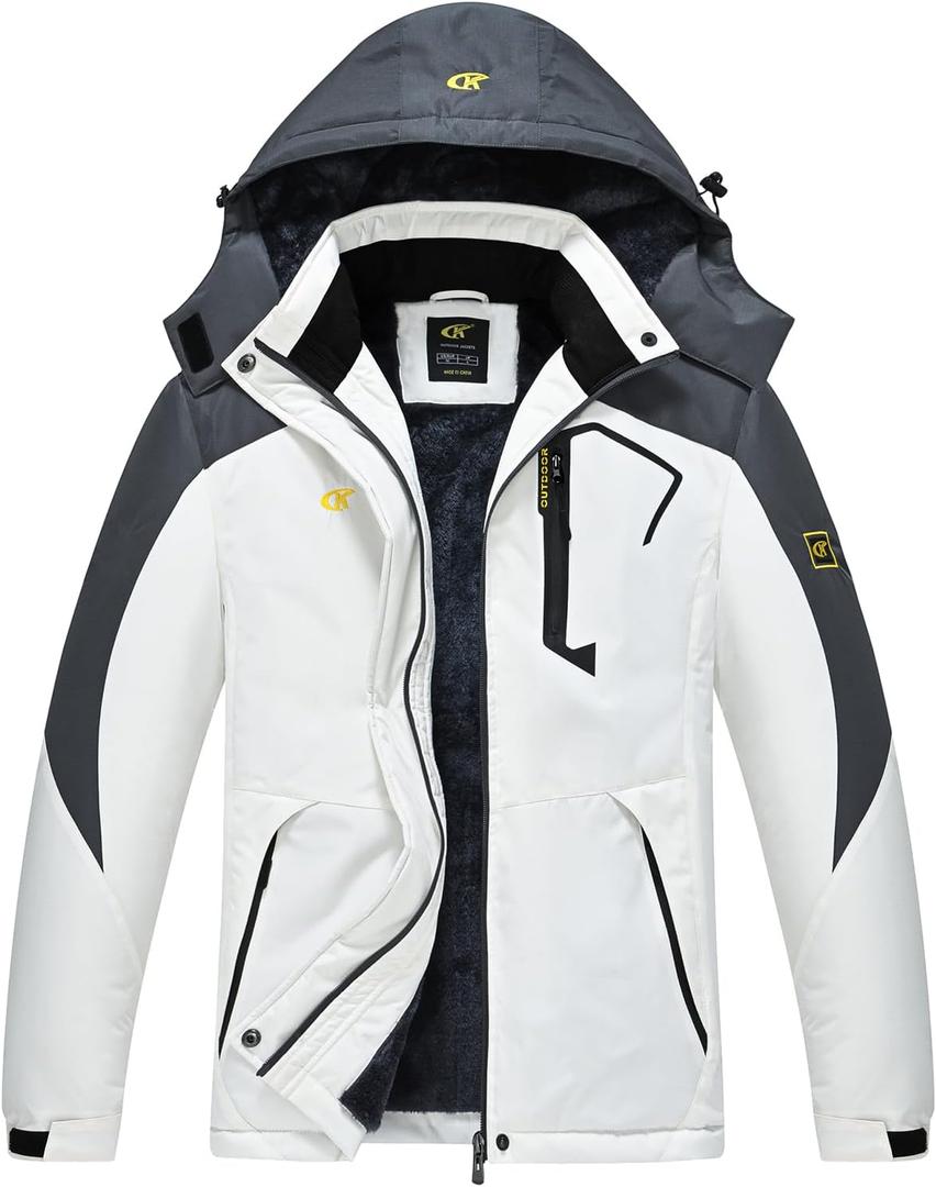 Pdbokew Women's Skiing Snowboarding Jackets Fleece Hood Mountain Snow Coat (Medium, White)