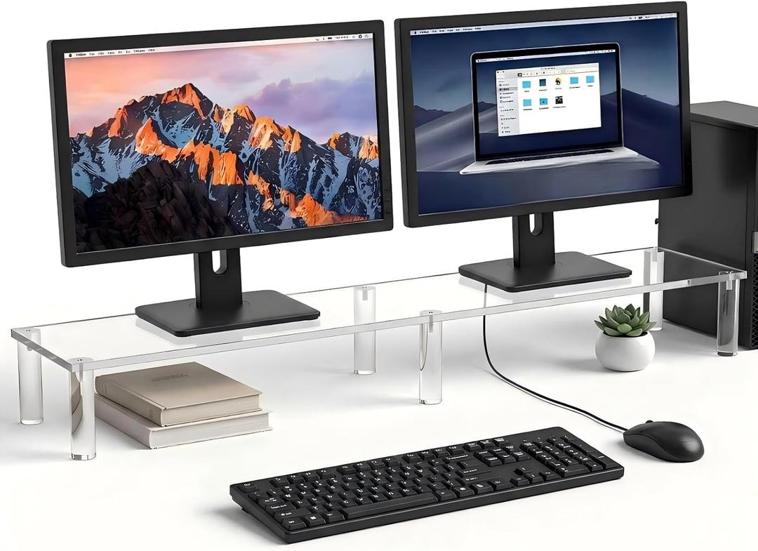 Novabright 40" Extra Long Acrylic Monitor Stand Dual Monitor Riser