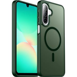 2 x teloxy Magnetic for Samsung Galaxy A26 5G Phone Case,Shockproof Protective Durable Slim Translucent Matte Anti-Fingerprint Phone Case,Green