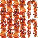 CQURE 6 Pack Fall Leaf Garland, Total 35Ft Artificial Maple Leaf Autumn Garland Fall Leaves Hanging Vines Fall Maple Leaves Thanksgiving Decor for Home Wedding Fireplace Party