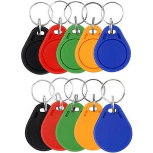 Colorful 10-Piece RFID Key Fob IC Cards, 13.56MHz Proximity Key Tag Tokens Suitable for Smart Door Lock Access Control Systems, Read-Only, Non-Writable