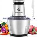 LINKChef Food Processor Small, 10 Cup Food Chopper with Container, 2.3L 600W Electric Meat Grinder for Home Use, Stainless Steel Mini Food Processor for Kitchen, Vegetable, Onion, Garlic, Salad (Silver)