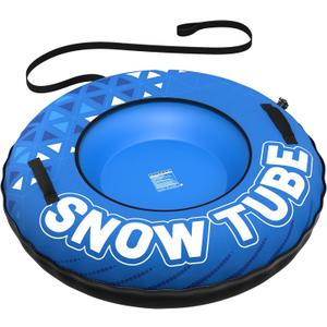 JOSEN Winter Snow Tube Sled - 47Inflatable Thickened Heavy-Duty Snow Tubes for Sledding with Premium Canvas Cover, Fun Winter Outdoor Family Activities Christmas Birthday Gift for Adults