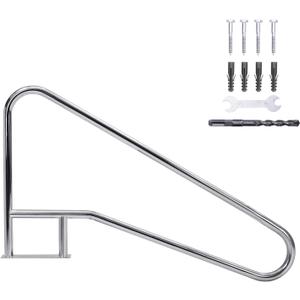 Pool Rail 55"x 32", Pool Handrail for Inground Pool 304 Stainless Steel Big Load Capacity Rustproof with Blue Grip Cover & Accessories