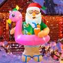 Christmas Inflatables Outdoor Decorations 6FT Hawaii Santa Claus Cute Blow up Xmas Decoration with Led Lighted Inflatable Yard Dcor for Indoor Outside Holiday Party Garden Lawn