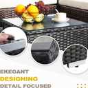 DIMAR GARDEN Outdoor Coffee Table Wicker Patio Side Table with Glass Top,19.7in Black