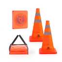 RoadHero 18 Inch 2 Pack Collapsible Traffic Safety Cones, Multi Purpose Pop-up Cones with Reflective Collar for Road Safety, Orange Cones for Driving Training, Parking Lots