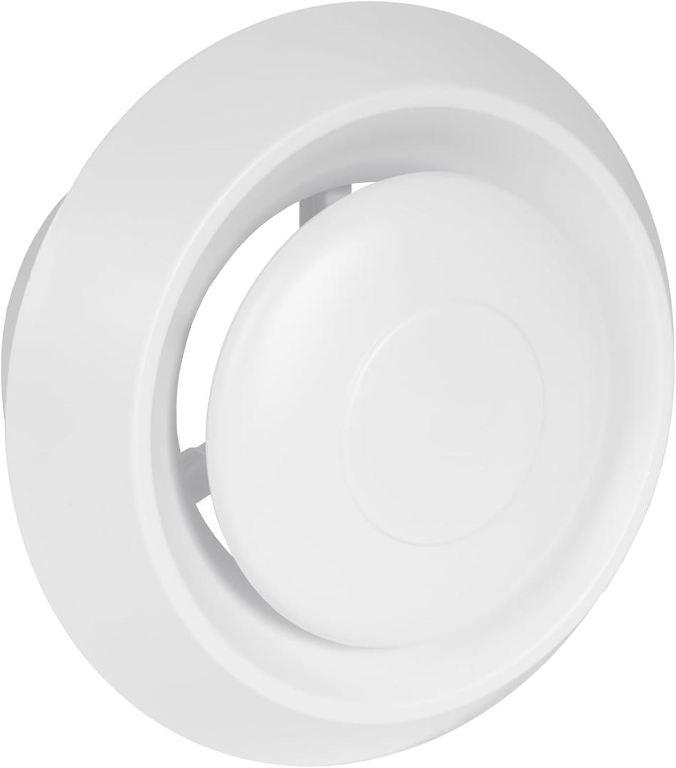 Vent Systems 4" Inch White Plastic Universal Diffuser - Round Adjustable Air Vent - Ceiling Duct Cover - Hot and Cold Air Distribution in Residential and Commercial Buildings