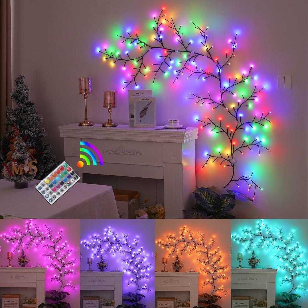 Opvande Christmas Enchanted Vines for Home Decor, Color Changing Swags Decorations Room Decor, 144 LED Willow Vine Lights Artificial Plants Tree Lights for Walls Bedroom Living Room Decor Aesthetic