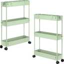 2 Pack 3 Tier Slim Storage Cart, Bathroom Rolling Utility Organizer