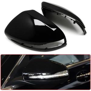2Pcs LHD Car Side Rearview Mirror Caps Cover for Benz C E GLC Class W205 X253 W213 W222 2016-2020 ABS Car Accessories (Glossy Black)
