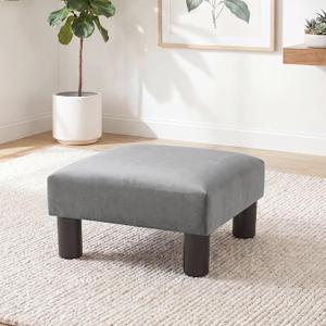 Joveco 15'' Small Foot Rest Stool Ottoman- Upholstered Footstool and Ottomans Small Footrest for High Beds- Lightweight and Portable, Light Gray