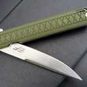 Eafengrow EF16 Folding Knife Flipper Ball Bearing Point D2 Blade G10 Handle with Pocket Clip Everday Carry Pocket Knife Liner Lock Camping Tactical Outdoor Multitool (Army Green)