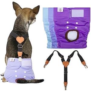 CuteBone Dog Diapers Female 3 Pack Reusable Doggy Diapers with One Suspender for Small  Dog Period BDD01S CuteBone Dog Diapers Female 3 Pack Reusable Doggy Diapers with One Suspender for Small  Dog Period BDD01S
