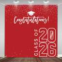 Class of 2026 Graduations Backdrop Congrats Grad Party Photo Background, 6 * 6ft Large Booth Props Congratulations Banner for 2026 Graduation Party Decorations Supplies(Red White)