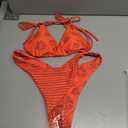 MakeMeChic Women's Polka Dots Triangle Thong Bikini Sets Floral Cute Bathing Suit Swimsuits (Medium)