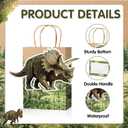 Resurhang 24 Set Dinosaur Party Favors Bags with 48 Theme Card Stickers Cute Dino Goodie Treat Gift Bags with Handles for Dinosaur Birthday Baby Shower Party Supplies Decor