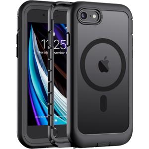 jaroco Magnetic for iPhone SE Case 3rd/2rd,iPhone 8/7 Case, [Compatible with MagSafe][Military Grade Drop Protection][Heavy Duty Protection][Non-Slip] 2-Layer Bumper Phone Case 4.7''-Black