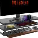 Monitor Stand with drawer, 2-Tier Monitor Stand Riser with Phone Holder and Cable Management - Desk TV Shelf, Laptop Printer, Desk Organizer Stand, for Home & Office, Black