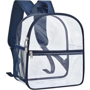 Paxiland Clear Backpack Stadium Approved 12126 with Reinforced and Wider Shoulder Straps, Small Clear Bag for Schools, Concerts, Work, Festivals and Sporting Events - Navy