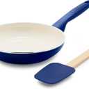 GreenPan Rio Healthy Ceramic Nonstick 8" Frying Pan Skillet and Silicone Spatula Set, Soft Grip Handle, Breaktfast Meal Set, PFAS-Free, Dishwasher Safe, Oven Safe, Oxford Blue