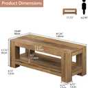 Tohomeor Wood Coffee Table for Living Room, 47.24 Inch Farmhouse Coffee Table with Storage, 2-Tier Accent Center Table with for Home Office Apartment, Retro Brown