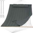 SUNCREAT Portable Double Rope Hammock with Pad, Two Person Tree Hammock for Garden, Backyard, Patio, Poolside, Gray Green