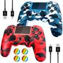 SHEPUDRUC Wireless Controller for PS4, 2 Pack Remote Control Compatible with P4/Slim/Pro with Dual Vibration/Audio/Six-axis Motion Sensor/Game Joystick (Camo Blue + Camo Red)