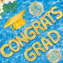 Sumind 15 Pcs Congrats Grad 2026 Pool Float 20" Inflatable Letter Pool Float Glitter Grad Party Decor Graduation Decoration Set with Graduation Beach Ball Hat for Beach(Gold)