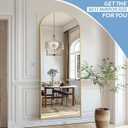 56"X18" Arched Full Length Mirror, Gold Floor Mirror with Stand Hanging or Leaning Against Wall, Tempered Glass Full Body Mirror for Bedroom Living Room, Aluminum Alloy Frame