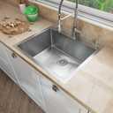 Sinber HT2522S-9-S 25" x 22" x 9" Drop In Single Bowl Kitchen Sink with 18 Gauge 304 Stainless Steel Satin Finish (Sink Only)