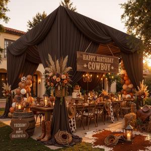 10 Panels 5ft(W) x 20ft(L) Brown Ceiling Drapes for Wedding Parties, 60"W x 240"L