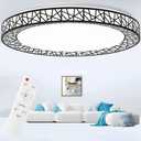 24 Inch Flush Mount Ceiling Light, Dimmable Ceiling Lights with Remote, 48W 4800LM 3000-6000K Adjustable, Modern Brushed Nickel LED Ceiling Light Fixture for Bedroom, Kitchen, Black