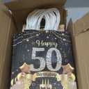 50Pcs 50th Birthday Party Favors Gift Bags Bulk, Black and Gold Happy 50th Gift Candy Wrap Bags with Tissue Paper, Vintage 50th Birthday Decorations Souvenir Bag for Men Women Anniversary Supplies (50th)